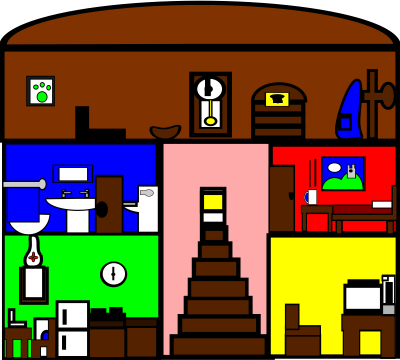 En la imagen aparece un pictograma que representa una casa con sus habitaciones