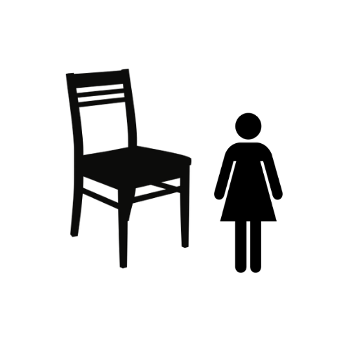En la imagen puedes ver una silueta negra de una silla grande y una mujer