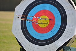 La imagen muestra una diana con flechas clavadas