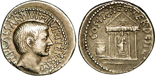 La imagen muestra una moneda romana