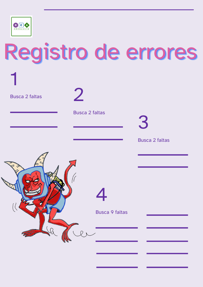 La imagen muestra la plantilla de registro de errores en LF