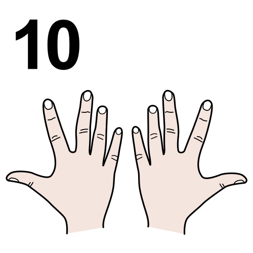 La imagen muestra el pictograma 10 con 2 manos mostrando 10 dedos
