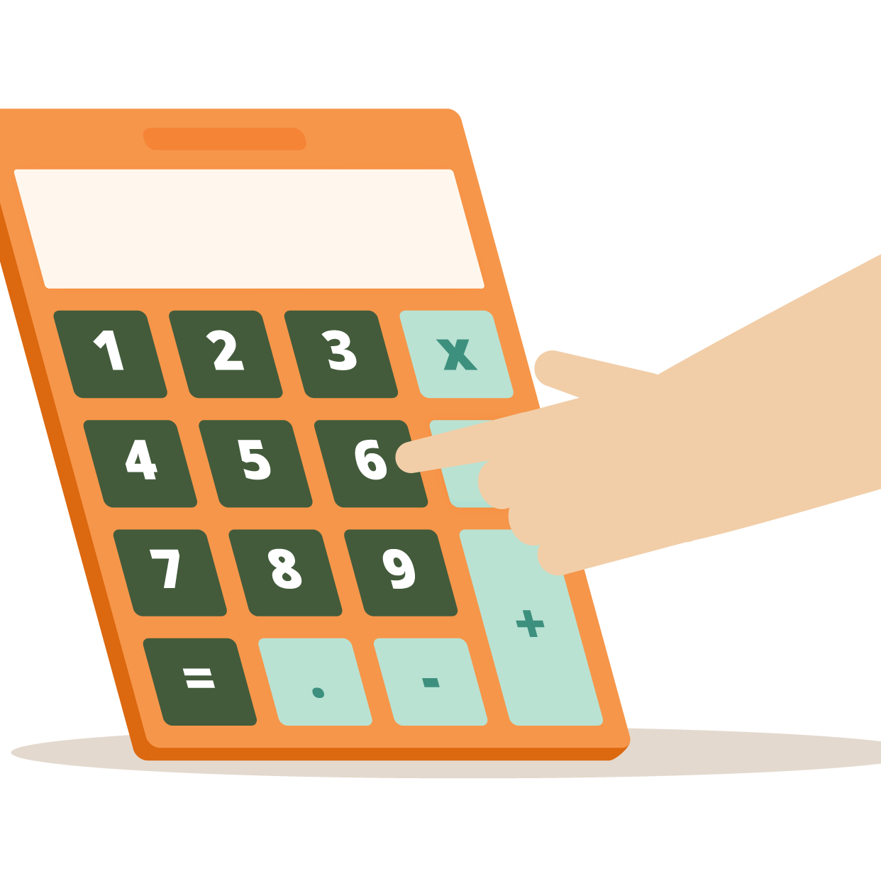 Imagen muestra una mano tocando las teclas de una calculadora