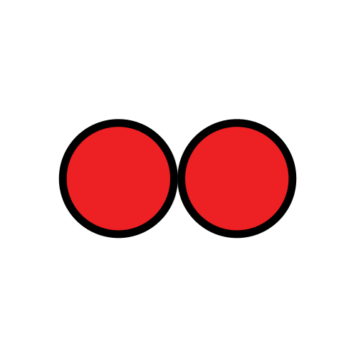 La imagen muestra dos círculos de color rojo unidos. 