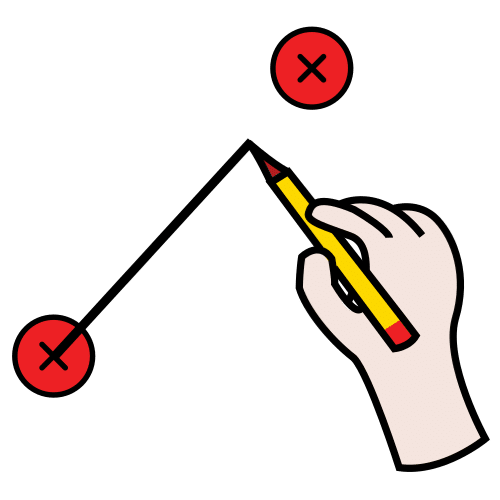 La imagen muestra una mano que está uniendo, con un lápiz, dos círculos. 