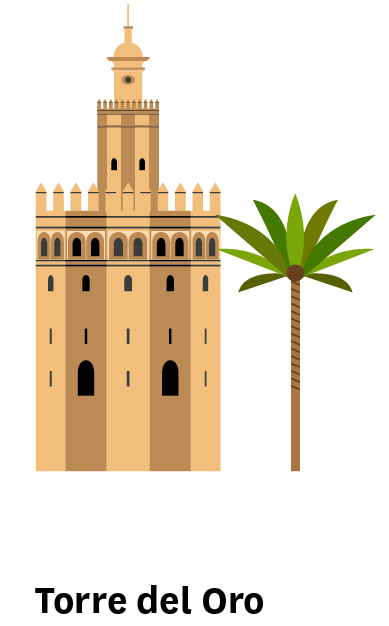 La imagen muestra la silueta de la torre del oro de Sevilla