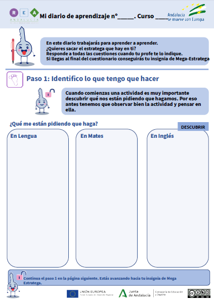 La imagen muestra el Diario de aprendizaje paso 1 para descargar