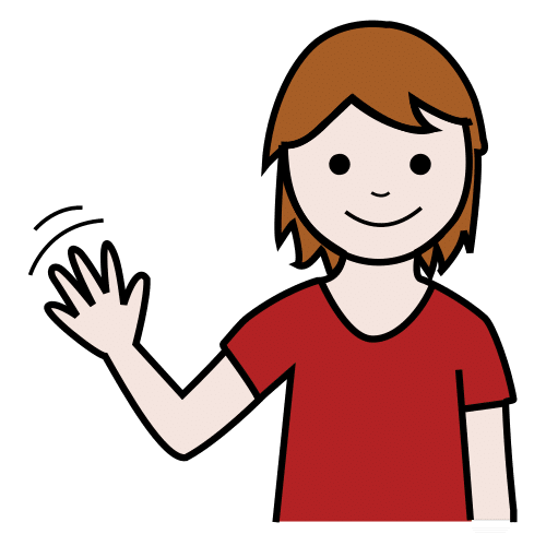 La imagen muestra a una niña saludando.