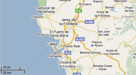 mapa de Cádiz