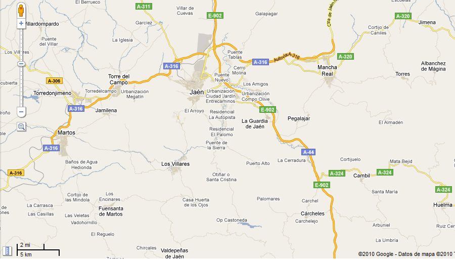 mapa de la provincia de Jaén