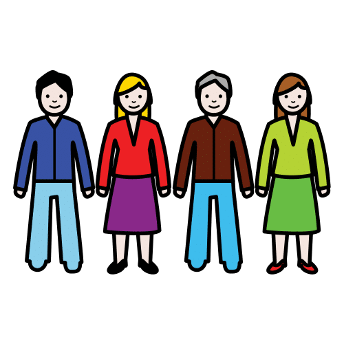 Pictograma de cuatro personas adultas.