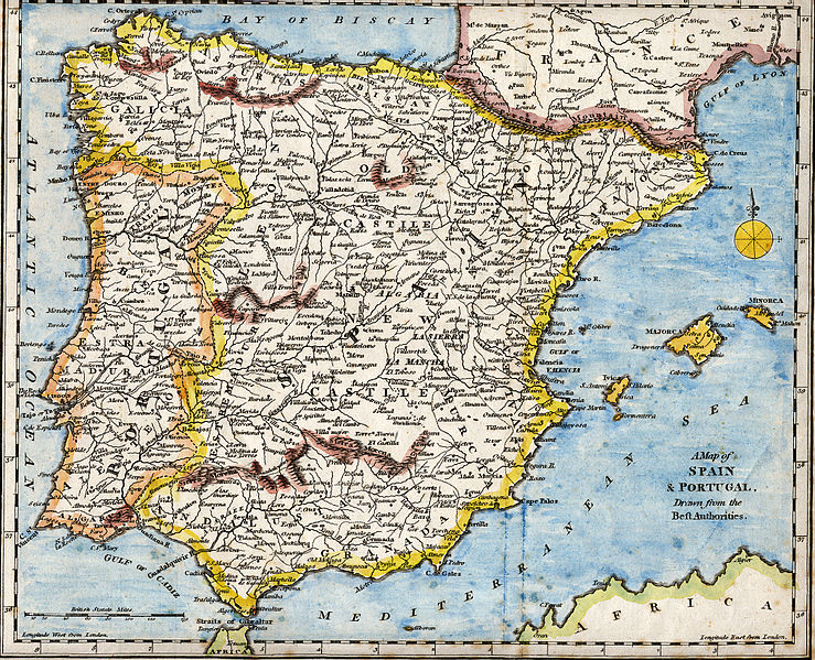 La península ibérica, mapa del siglo XVIII