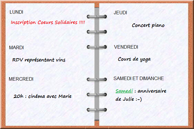 Agenda de Chloé Agenda de Chloé