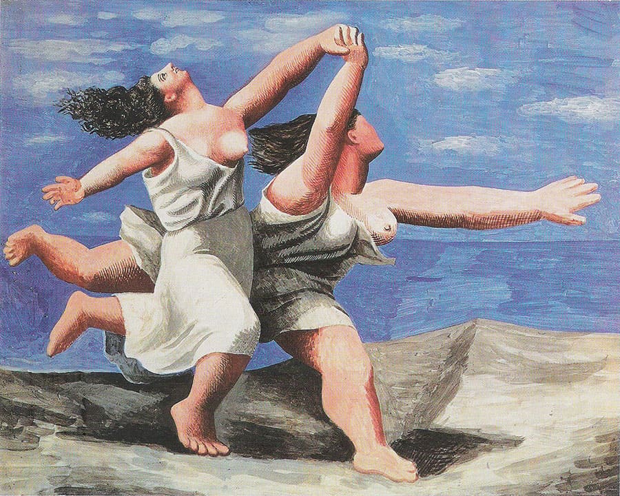 Dos mujeres corriendo por la playa. 1922