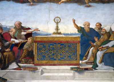 Fresco de Rafael, Disputa  (Stanza della Segnatura, Papal Palace, Vatican)