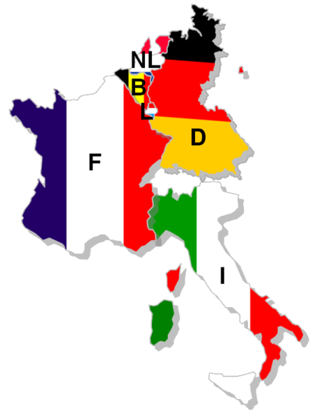 Los seis países firmantes del Tratado de Roma en 1957.