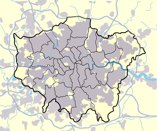 El área metropolitana del Gran Londres es una de las mayores aglomeraciones urbanas que existen en Europa. Publicado por Chris O. en Wikimedia Commons bajo licencia CC y para dominio público.