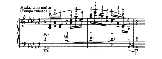 Reflets dans l'eau. C. Debussy. Comienzo de Reflejos en el agua, de Debussy.