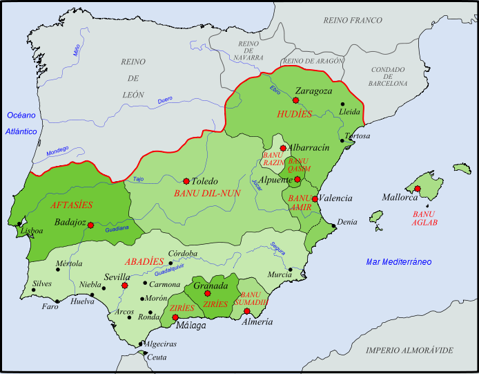 Mapa de la Península Ibérica en el año 1080