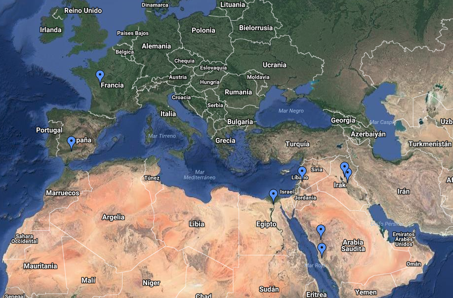 Mapa principales enclaves del Islam. Haz clic para acceder a google maps