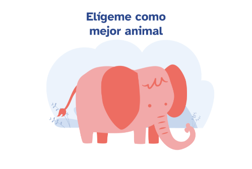 Cartel de un elefante con el texto 'elígeme como mejor animal'
