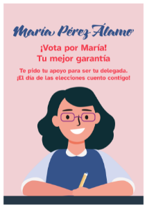 Cartel electoral de María con el texto ¡vota a María, tu mejor garantía!.