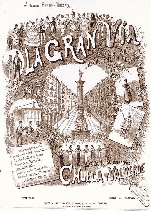 Cartel de la zarzuela La Gran Vía, de Federico Chueca