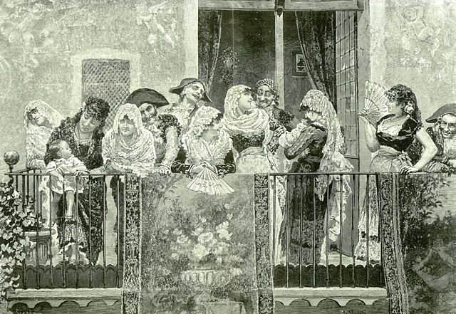 Grabado que muestra los tipos madrileños del último tercio del s. XIX