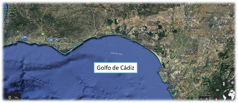 Imagen de un golfo visto desde un satélite