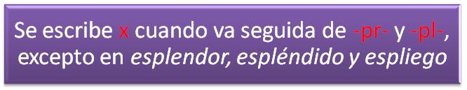 Reglas de uso de la letra X