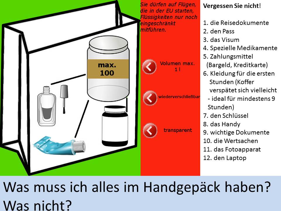 Darf Man Glasflaschen Mit Ins Flugzeug Nehmen 1.2. Was darf man mit ins Flugzeug nehmen? | EOI_AL1 - Tema 6.2: Nichts