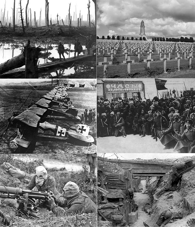 Collage de imágenes de la Primera Guerra Mundial