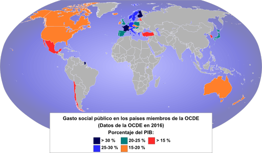 Gasto social público en países de la OCDE
