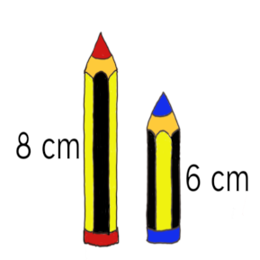 Imagen de dos lápices y la medida de sus alturas