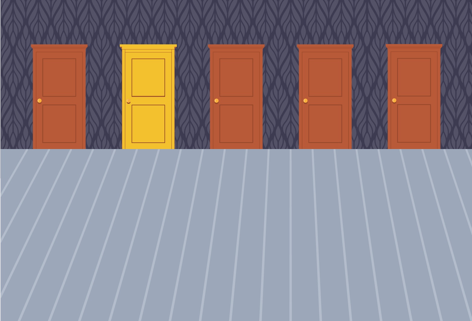 Imagen descriptiva de puertas cerradas en la que hay una de distinto color.
