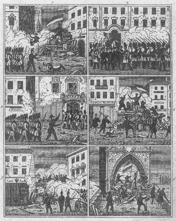 Barricadas en Praga en 1848