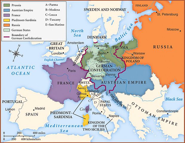  Europa en 1815, tras el Congreso de Viena