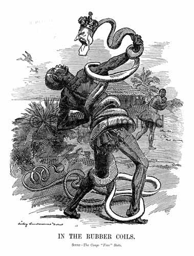 Leopoldo II caracterizado como una serpiente