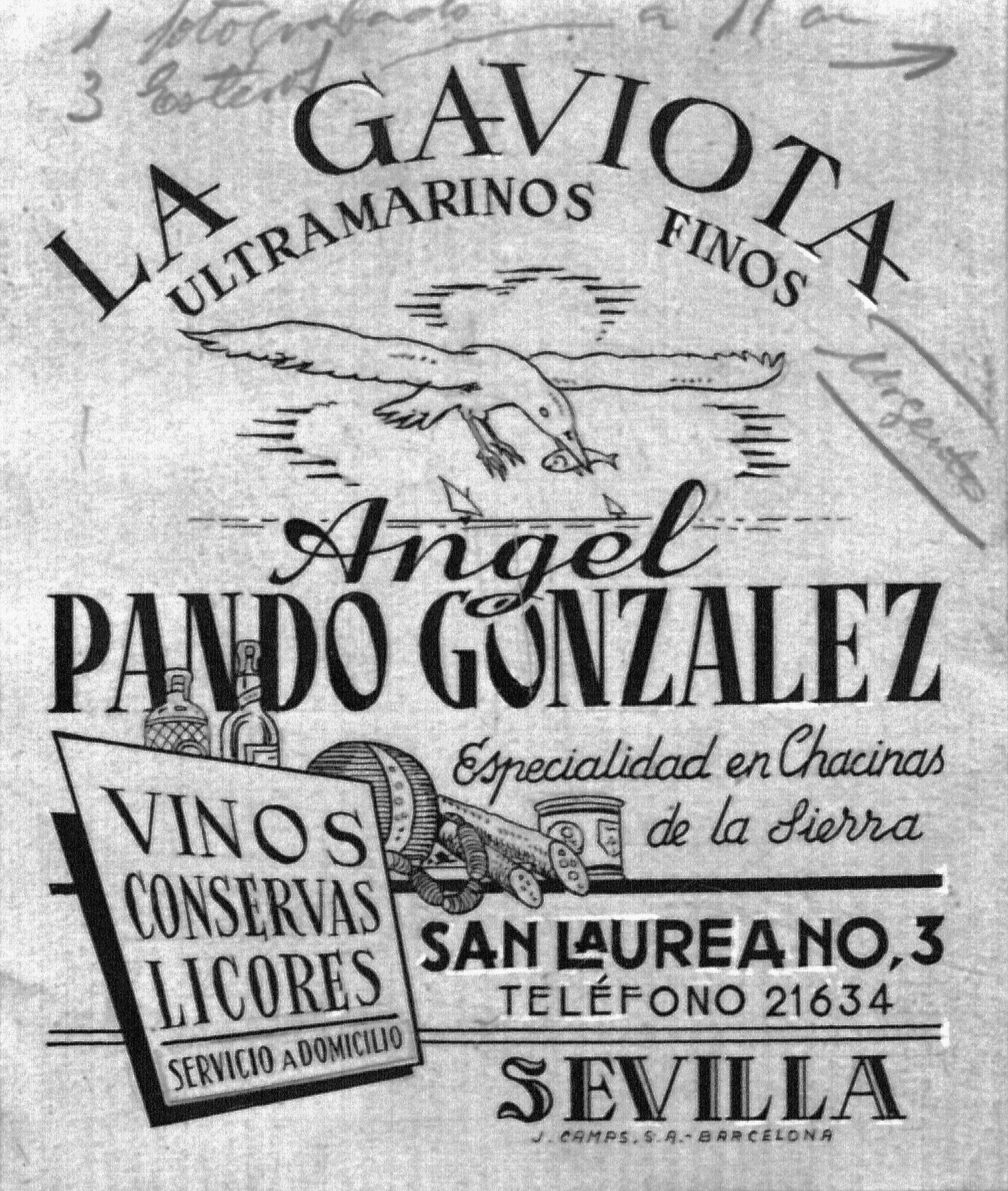 Cartel La Gaviota. Ultramarinos finos.