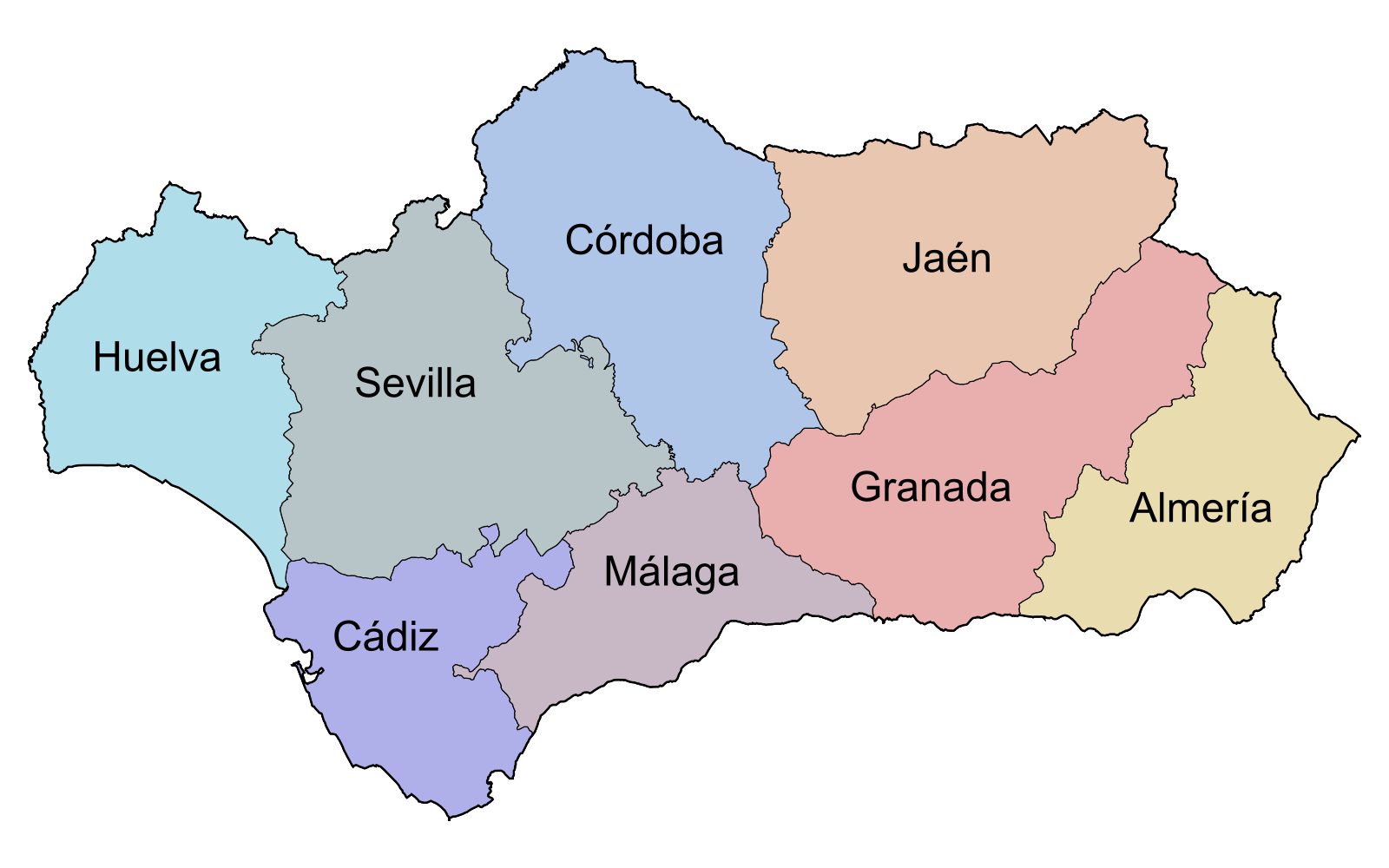 Mapa de Andalucía.
