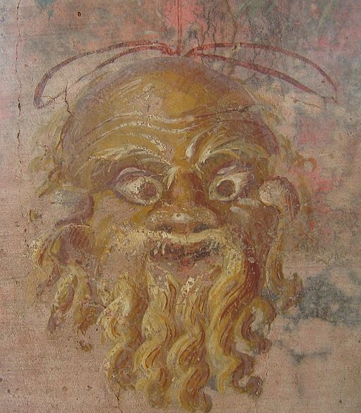 Fresco pompeyano con una máscara cómica