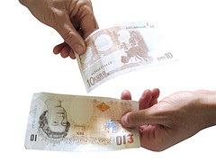 Coins: Euros and pounds