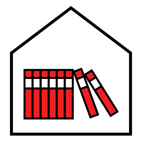 En la imagen aparece un pictograma que representa una biblioteca