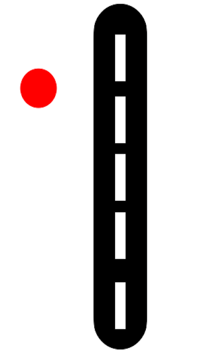 Imagen de una carretera y un punto rojo a su izquierda.
