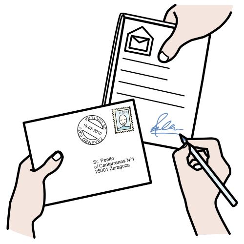 Imagen de una persona firmando una carta certificada