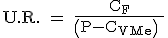 \begin{verbatim}U.R.\end{verbatim} = \frac{C_F}{\left(P-C_{VMe}\right) }