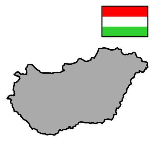 Húngaro Un mapa de Hungría con su bandera.