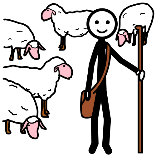 Ganadería Una persona criando diferentes animales.