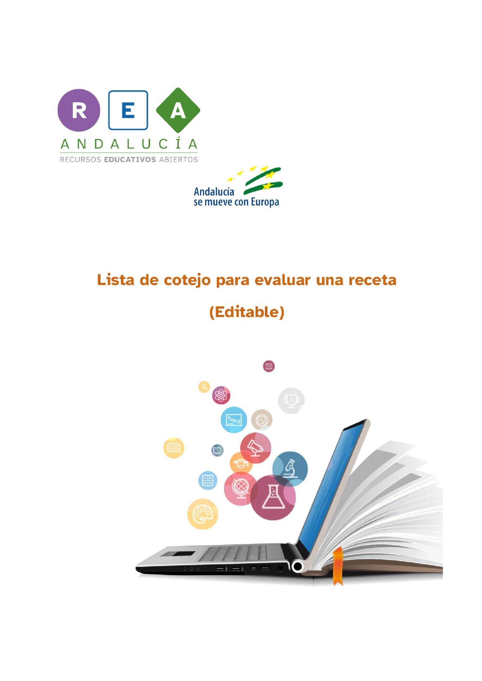 Primera página de la lista de cotejo de la receta editable