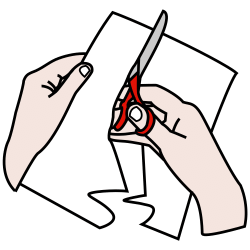 Unas manos recortando un papel
